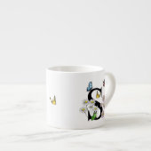 Initial Letter S Floral Butterfly Monogramm Espressotasse (Vorderseite Rechts)