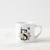 Initial Letter S Floral Butterfly Monogramm Espressotasse (Rechts)