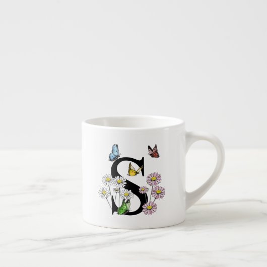 Initial Letter S Floral Butterfly Monogramm Espressotasse (Rechts)