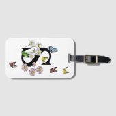 Initial Letter S Floral Butterfly Monogramm Gepäckanhänger (Vorderseite (Horizontal))