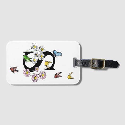 Initial Letter S Floral Butterfly Monogramm Gepäckanhänger (Vorderseite (Horizontal))