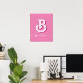 Initial Letter Stilvoll, Hot Pink Name Monogram Poster (Heimbüro)
