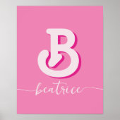 Initial Letter Stilvoll, Hot Pink Name Monogram Poster (Vorne)