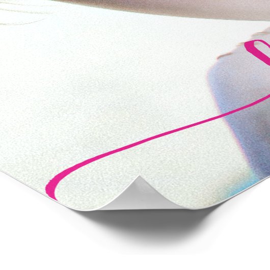 Initial Letter Stilvoll, Hot Pink Name Monogram Poster (Ecke)