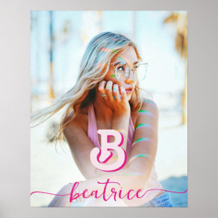 Initial Letter Stilvoll, Hot Pink Name Monogram Poster