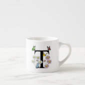 Initial Letter T Floral Butterfly Monogramm Espressotasse (Rechts)