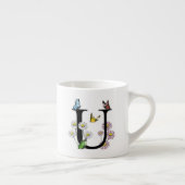 Initial Letter U Floral Butterfly Monogramm Espressotasse (Rechts)