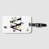 Initial Letter W Floral Butterfly Monogramm Gepäckanhänger (Vorderseite (Horizontal))