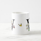 Initial Letter W Floral Butterfly Monogramm Kaffeetasse (Mittel)