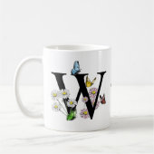 Initial Letter W Floral Butterfly Monogramm Kaffeetasse (Links)