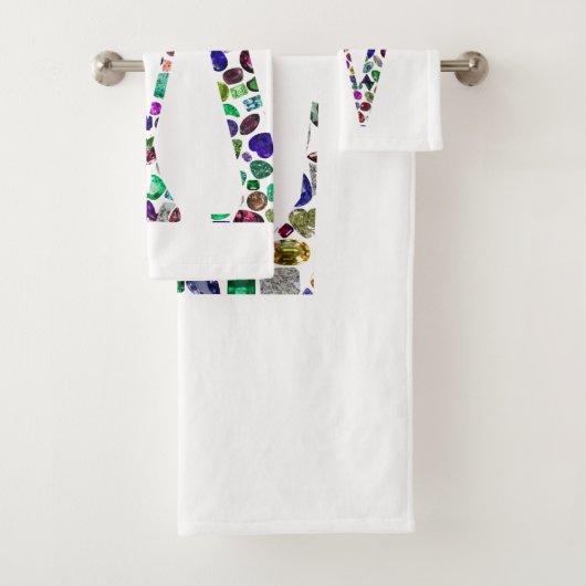 Initial Letter W Gemstone Design Badhandtuch Set (Insitu)