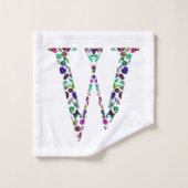 Initial Letter W Gemstone Design Badhandtuch Set (Waschlappen)