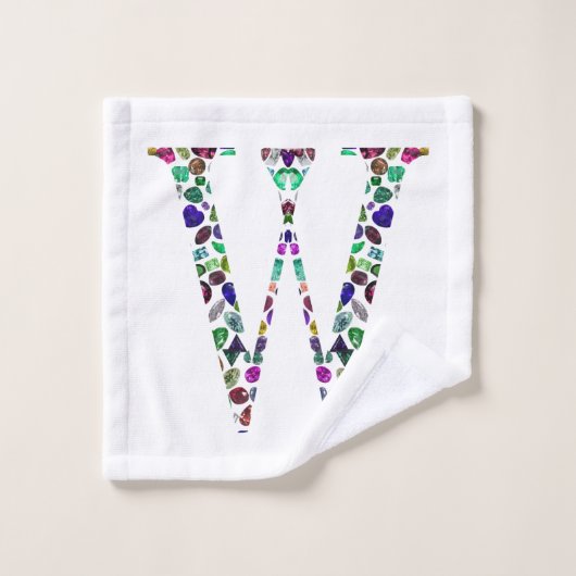 Initial Letter W Gemstone Design Badhandtuch Set (Waschlappen)