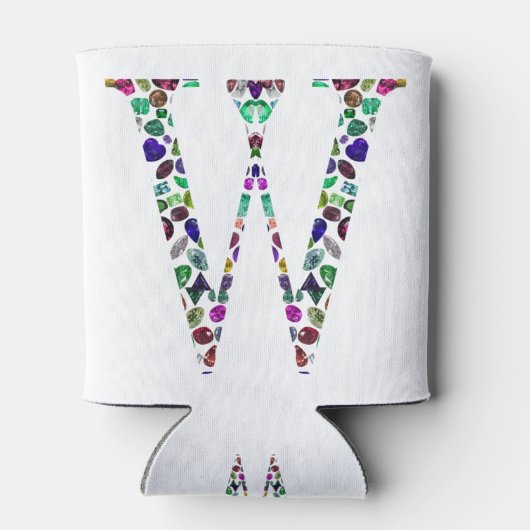 Initial Letter W Gemstone Design Dosenkühler (Rückseite)