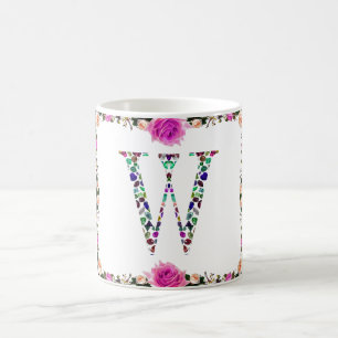 Initial Letter W Gemstone Design Kaffeetasse