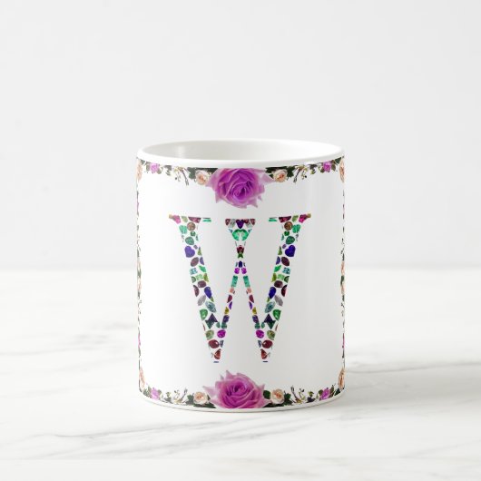 Initial Letter W Gemstone Design Kaffeetasse (Mittel)