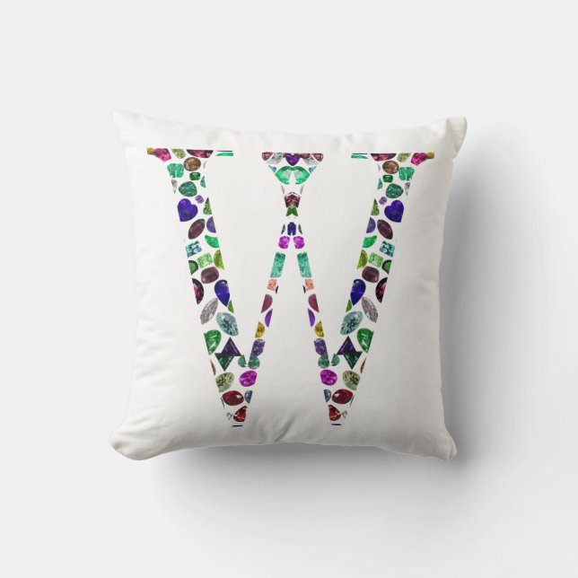 Initial Letter W Gemstone Design Kissen (Vorderseite)
