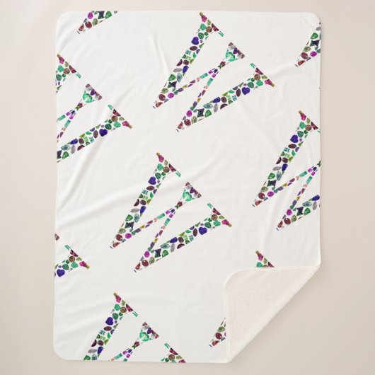 Initial Letter W Gemstone Design Sherpadecke (Vorderseite)