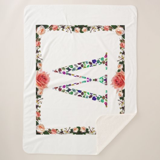 Initial Letter W Gemstone Design Sherpadecke (Vorderseite)