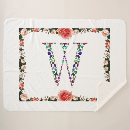Initial Letter W Gemstone Design Sherpadecke (Vorderseite (Horizontal))