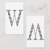 Initial Letter W Gemstone Design Visitenkarte (Vorne/Hinten)