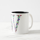 Initial Letter W Gemstone Design Zweifarbige Tasse (VorderseiteRechts)