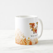 Initial Letter W Herbstlaubs Monogram Kaffeetasse (VorderseiteRechts)