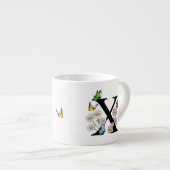 Initial Letter X Floral Butterfly Monogramm Espressotasse (Vorderseite Rechts)