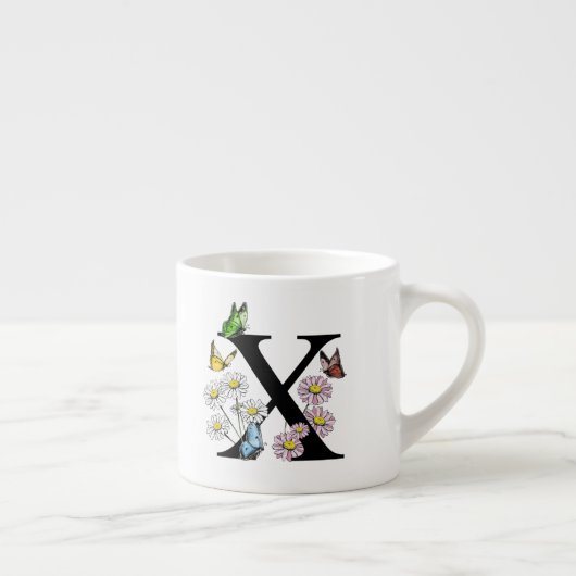 Initial Letter X Floral Butterfly Monogramm Espressotasse (Rechts)