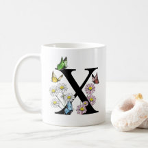 Initial Letter X Floral Butterfly Monogramm