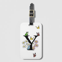 Initial Letter Y Floral Butterfly Monogramm