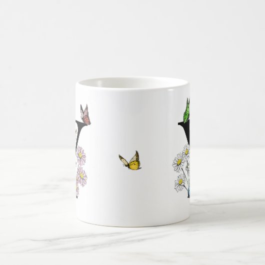 Initial Letter Y Floral Butterfly Monogramm Kaffeetasse (Mittel)