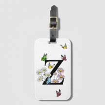Initial Letter Z Floral Butterfly Monogramm