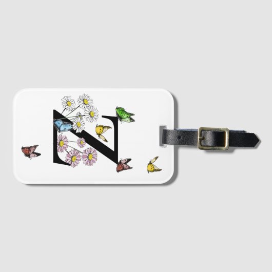 Initial Letter Z Floral Butterfly Monogramm Gepäckanhänger (Vorderseite (Horizontal))