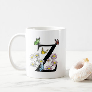 Initial Letter Z Floral Butterfly Monogramm Kaffeetasse