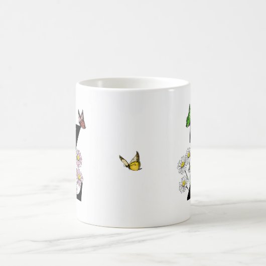 Initial Letter Z Floral Butterfly Monogramm Kaffeetasse (Mittel)