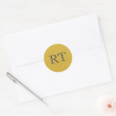 Initial Letters Monogram Gold & Blue Plain Simple Runder Aufkleber (Umschlag)