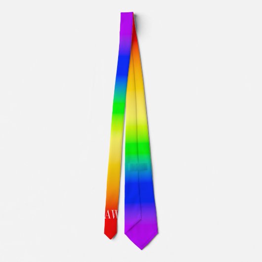 Initial LGBT Rainbow Pride Flag Ombre Stripes Krawatte (Rückseite)
