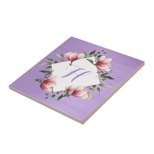 Initial Lila rosa Monogramm der farbigen, rosafarb Fliese (Seite)