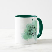 Initial M Aquarellmonogramm Grün Botanisch Tasse (VorderseiteRechts)