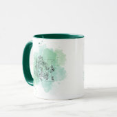 Initial M Aquarellmonogramm Grün Botanisch Tasse (Vorderseite Links)