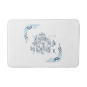 Initial "M" Blue Monogram Calm Floral Badematte (Vorderseite)