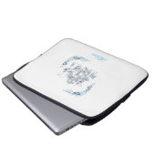 Initial "M" Blue Monogram Calm Floral Laptopschutzhülle (Vorne Knopf)