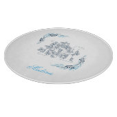Initial "M" Blue Monogram Calm Floral Schneidebrett (Ecke)