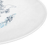 Initial "M" Blue Monogram Calm Floral Schneidebrett (Ecke)