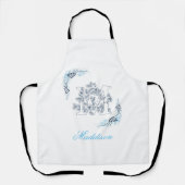 Initial "M" Blue Monogram Calm Floral Schürze (Vorderseite)