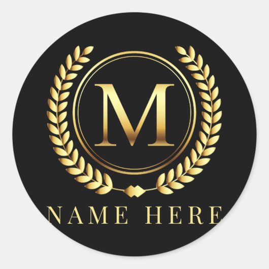 Initial-M-Floral-Letter für benutzerdefinierte Mon Runder Aufkleber (Vorderseite)