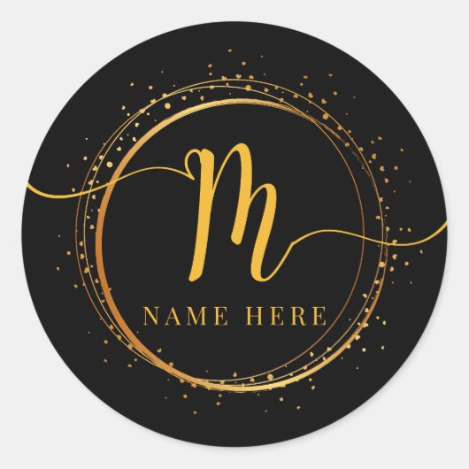 Initial-M-Floral-Letter für benutzerdefinierte Mon Runder Aufkleber (Vorderseite)