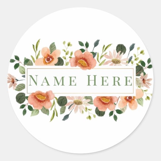 Initial-M-Floral-Letter für benutzerdefinierte Mon Runder Aufkleber (Vorderseite)