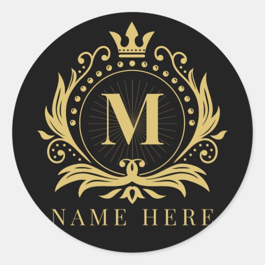 Initial-M-Floral-Letter für benutzerdefinierte Mon Runder Aufkleber (Vorderseite)